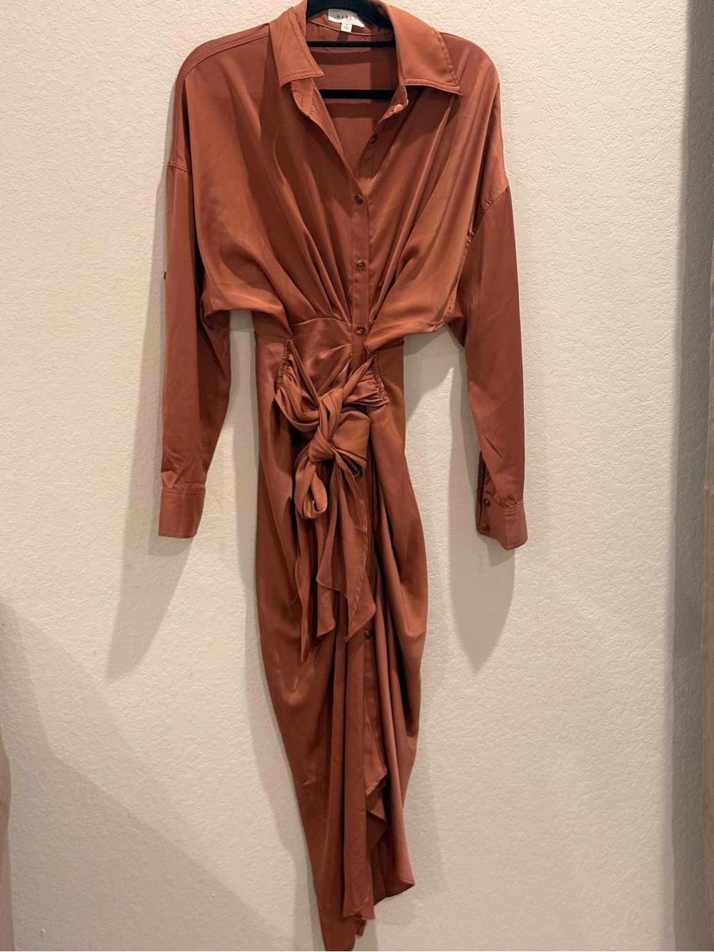 MARBLE Rust-Orange‎ Button-Front Shirt Dress